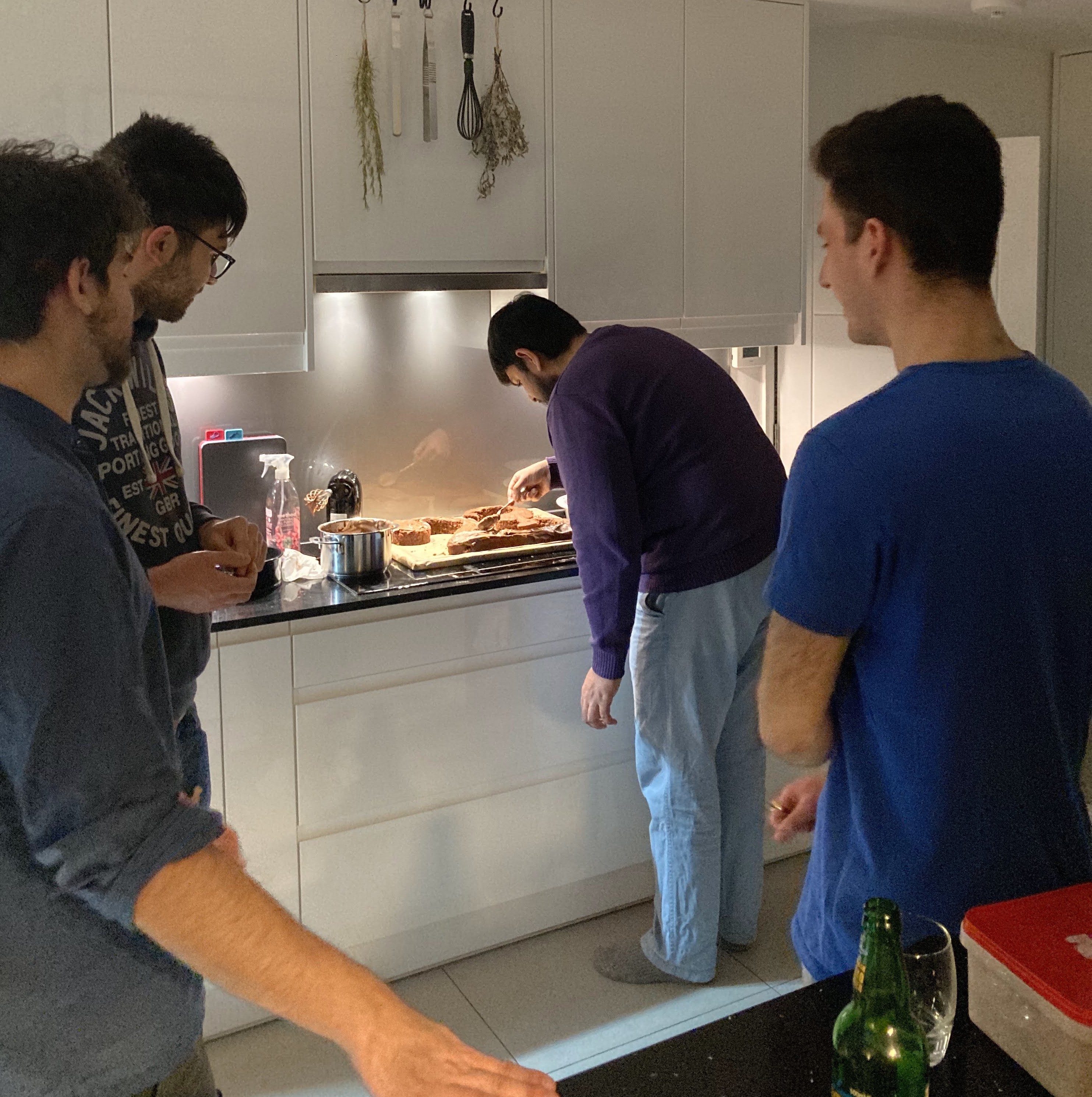 Friends cooking together